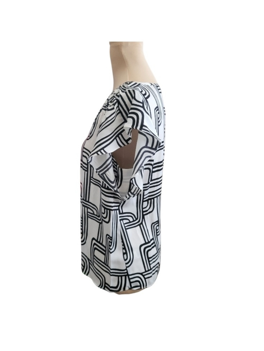 NWT Women's Nine West White/Black Short Sleeve V-Neck Blouse - XS - Picture 6 of 10